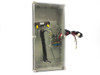 Solar panel load tester enclosure open view showing Ohmite 225W resistor, wiring harness, and NEMA twist-lock plug