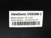 ViewSonic VG930M-3 monitor label closeup showing model number VS11369 and serial number barcode