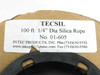 Intec TECSIL 01-605 label on spool showing 100 ft 1/4" dia silica rope, No. 01-605, Intec Products Inc.