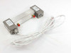 Research Inc StripIR infrared heating lamp housing side view showing red water fittings and white power lead