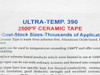 Cotronics Ultra-Temp 390 2500°F ceramic tape label close-up showing product name and description text