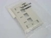 Hubbell FPL13VD1D2 3-port keystone wall plate in original sealed plastic bag, ivory color, front and back view