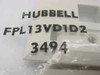 Hubbell FPL13VD1D2 face plate label showing model number and lot number 3494 on packaging