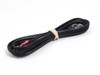 Included lead wire coiled — black two-conductor wire with ring terminal on one end