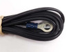 Lead wire close-up showing ring terminal and blue crimp connector detail
