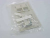Hubbell FPL14H 4-port flush wall plate rear view in bag showing label strips and mounting screw hardware included