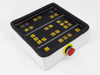 Netstal 110.240.9593 Sycap Operator Panel – top/front view showing membrane keypad with yellow icon keys and red emergency stop button