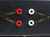 Rockwell Collins EDMS Lamp Driver – close-up of dual filament output banana jacks for channels 1 and 2 (red and white)