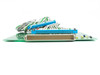 Jeol BP100644-01 Rack Buffer Scanner card — edge-on side view showing large multi-pin edge connector and cable harness