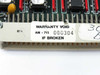 Alpha Micro AM-715 memory board close-up of edge-connector label showing model AM-715, serial number 000304, and WARRANTY VOID IF BROKEN sticker