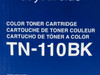 Brother TN-110BK Black Toner Cartridge — close-up of box panel showing model number TN-110BK in large text