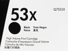 HP Q7553X 53X Black High Volume Print Cartridge — side panel close-up confirming black color and high volume cartridge designation