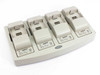 Symbol CRD6100-4030-000 four-slot cradle spare battery charger — front view showing four charging bays with contact pins