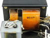 Kitafuji Origin 0038 transformer core close-up showing copper windings marked M6 60Hz and adjacent gray filter component