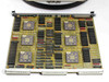 Zycad SM Board FAB 101145-B close-up showing gold-topped custom ASICs, DIP ICs, and memory array on gold PCB substrate