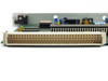Close-up of Hughes 7729257 VME card VME bus edge connector showing gold-pin contact array