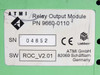 ATMI 9660-0110 label close-up showing part number PN 9660-0110, serial number SN 04852, firmware SW ROC_V2.01, CE and LonMark certifications, and ATMI GmbH Schäftlarn Germany