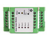 ATMI 9660-0110 Relay Output Module – front face showing Out 1 through Out 4 LED indicators, Status LED, Service Pin button, and ATMI logo
