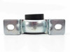 Bottom view of Fafnir SSAK3/4F pillow block showing two oval mounting bolt holes in stamped steel base