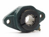 Dodge F2BDL015 2-bolt flange mounted ball bearing unit front view showing eccentric collar and grease fitting