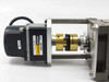 Vexta GF4G50 gear head mounted to motor – side view showing gear head and brass torque limiter coupling