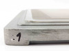 MicroScreen DC15X15 aluminum frame – side/edge view showing frame thickness and corner detail with handwritten mark