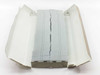Open cardboard box showing full bulk quantity of white 35mm plastic slide mount frames stacked in three columns