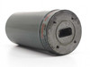 Barcom KM 510 11 GHz 1.0 dB waveguide attenuator – angled view showing cylindrical body with Swedish Microwave AB label and rectangular waveguide port end