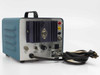 Electro-Craft Motomatic E550M — rear panel showing heat sink, power transistor, remote connector, meter cal, normal/command, do-not-overfuse controls, and attached power cord