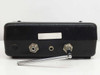 DSI 3550 Frequency Counter rear panel close-up showing coax connectors, label, and antenna laid flat