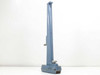 Precision microscope stand full right-side profile view showing 22-inch tall blue cast metal column and base