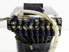 Unbranded 11063 365VA Power Transformer – top terminal block view showing multi-position screw terminals with blue and black wire leads