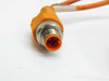 M12 5-pin male straight connector close-up showing orange insert and metal knurl