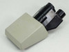 Nikon binocular microscope head – left side view showing beige housing and dual eyepiece tubes