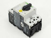 Moeller PKZM0-1 manual motor protector circuit breaker – front-left 3/4 view showing rotary handle and terminal blocks