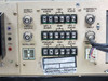 Scientific Atlanta 7500-02 rear panel connector detail — Video 1 Output, Video 2 Output, Program/Optional audio terminal strips, Composite BB Out BNC, IF Input BNC, Auxiliary connector, voltage test points