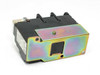 Hitachi TR80B-1E Thermal Overload Relay – rear and side view showing iridescent zinc-plated mounting bracket and DIN rail slot
