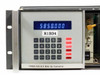 Scientific Atlanta 7550A front panel close-up showing blue LED display reading 5850.000, label 'R1B34', numeric keypad, and text '7550A 5.8-6.4 GHz Up Converter'
