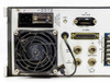 Scientific Atlanta 7550A rear panel close-up showing J1 power inlet (120/240 VAC fuse block), cooling fan, J2 AUX ALM, J3 DATA, J5 VIDEO BNC, J9 EXT SYNC, J10 EXT S/C INPUT connectors