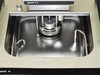 Interior stainless steel bath tank of Haake F3 K showing circulation impeller and side hooks
