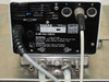Haake F3 rear connector panel closeup showing DIN connectors ports 1, 2, 4, fuse block, INT/EXT switch, fluid ports, and rating label 115V/60Hz 10A
