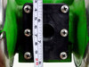 Marathon MP02P-73 air valve center section front closeup with tape measure showing height of black valve block; green diaphragm housings visible