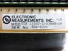 Electronic Measurements Inc. model label closeup — Model TCR 150S7-1-0386T-OV-LB, Serial No. 88A-6221