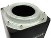 Newport I-2000 square isolator leg — top view showing circular mounting flange with bolts and threaded studs