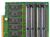 Apple 820-0522-A VRAM board — close-up of VRAM 128K x 8 label and KM42C1382CJ-8 VRAM chips with black expansion slot connectors