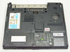 HP Compaq nc6230 – bottom panel view showing open HDD bay, battery bay, and service label