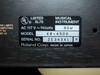 Roland KR-4500 rating label showing model KR-4500, serial ZE34341, AC 117V 50/60Hz 90W, Roland Corp. Made in Japan, UL Listed 5L70