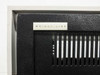 Wright Line brand label closeup on front top panel of rackmount enclosure cabinet