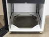 Wright Line 35U rackmount cabinet — interior base showing caster wheels and corner bracing, bottom view
