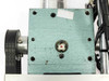 Tung Lee 4GN-18 gear head — top/face view showing teal-painted cast housing, output port, mounting holes, and small white label